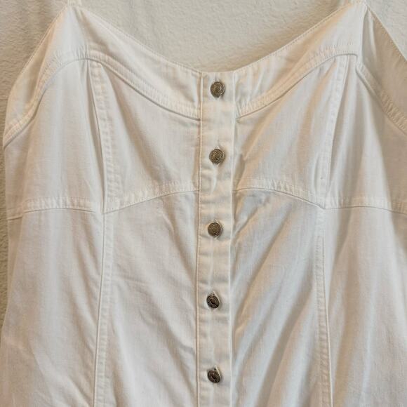 Free People Just Jill White Button Front Maxi Dress Cottage Style Size Small - Picture 5 of 9